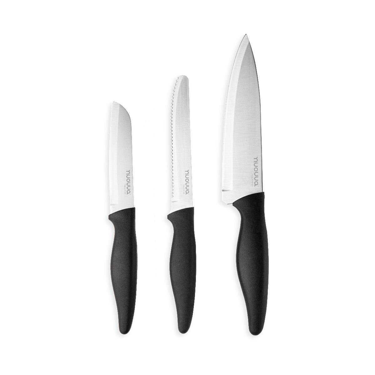 3-Piece Kitchen Knife Set - Stainless Steel Non-Stick Blades - Black