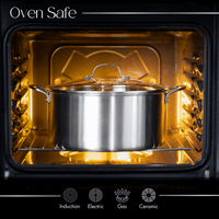 Oven-safe cooking pot with glass lid, stainless steel cookware pot for induction and more.
