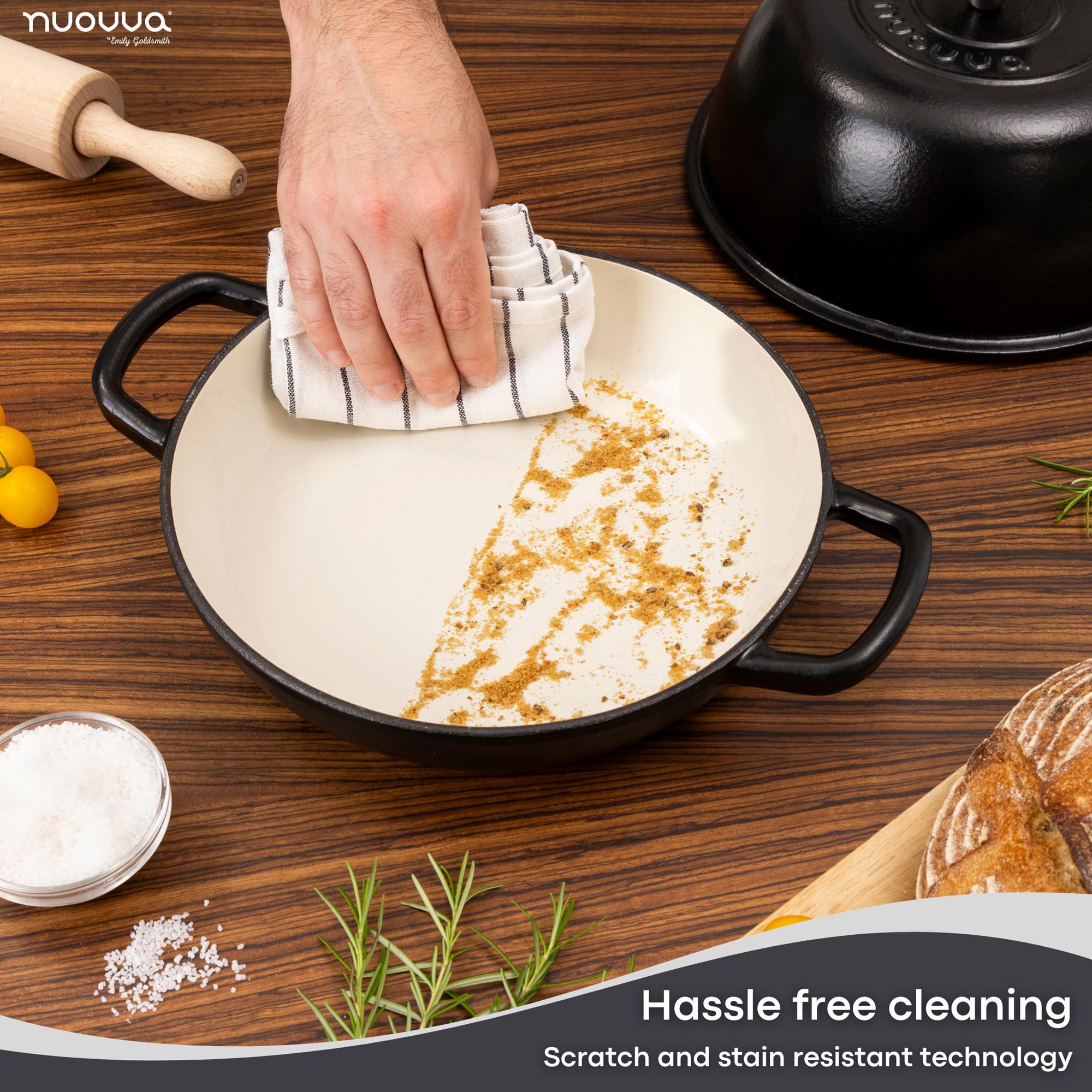 Easy clean nuovva cast iron bread pan with scratch & stain resistant technology/