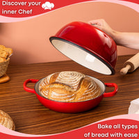 Discovery your inner chef with nuovva cast iron bread pan with lid and knob for easy bread baking.