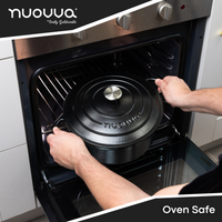 Nuovva oven safe Dutch oven with lid - cast iron cookware.