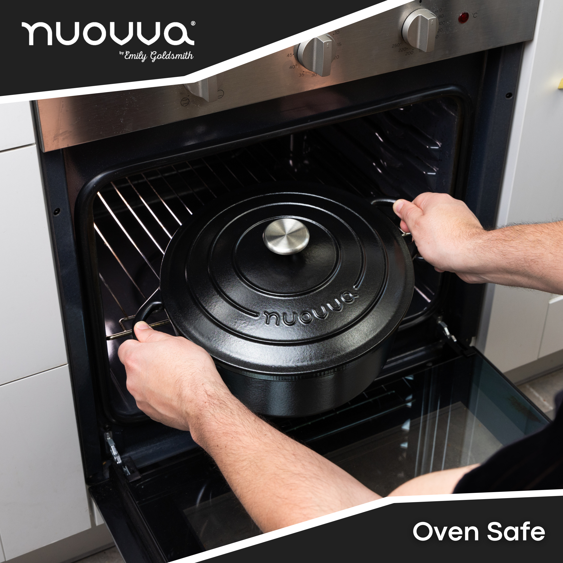 Nuovva oven safe Dutch oven with lid - cast iron cookware.