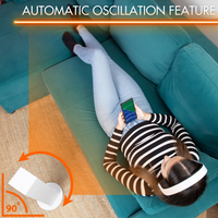 White ceramic tower heater with 90 degree oscillation for efficient home heating.