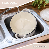 Easy to clean cream cast iron Dutch oven casserole pot with lid