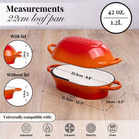22cm cast iron loaf with lid, induction cookware compatible with all stove tops