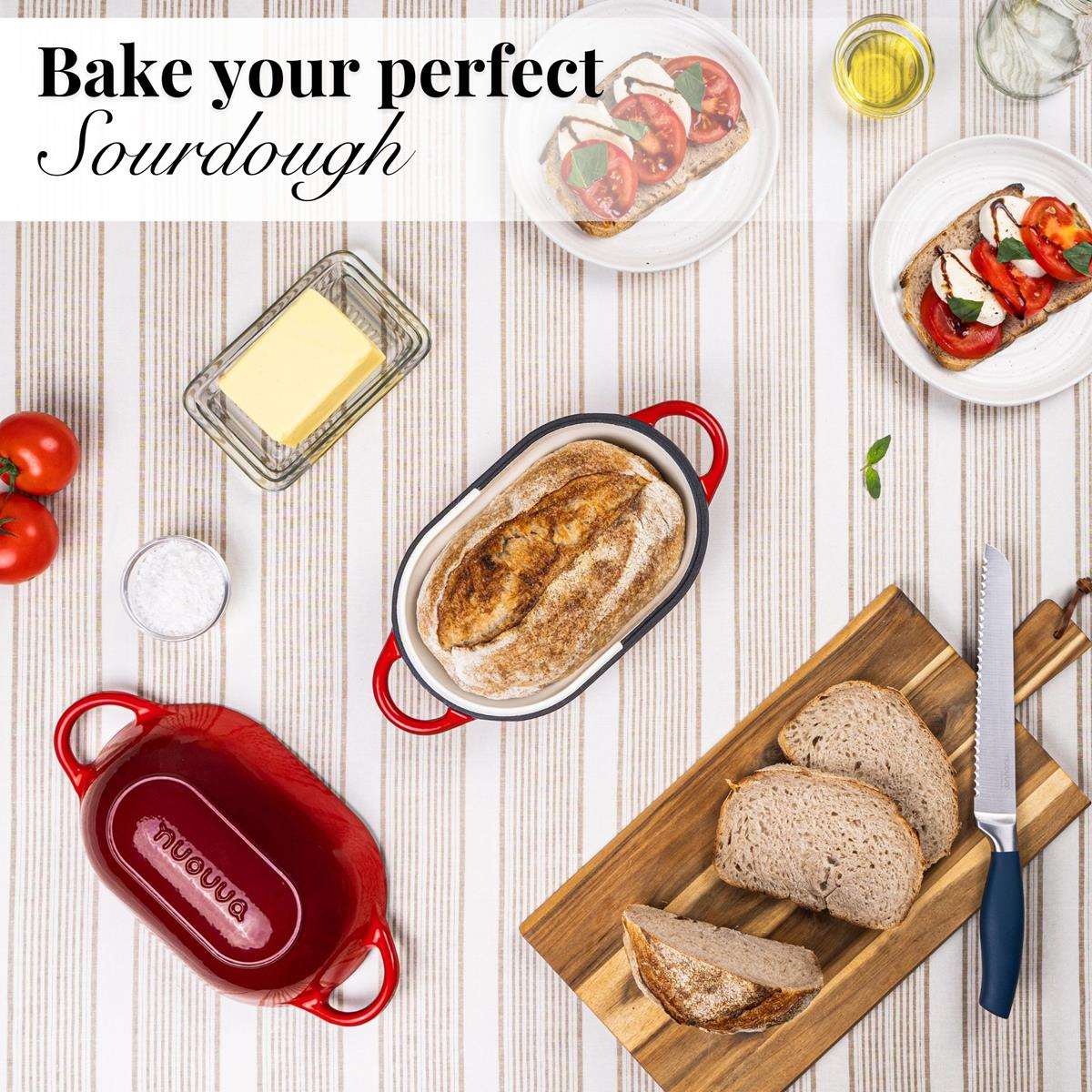 Bake your perfect sourdough with nuovva cast iron loaf pan for bread baking