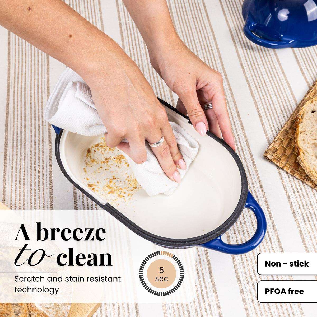 Easy to clean cast iron loaf pan with lid, non-stick interior for easy baking