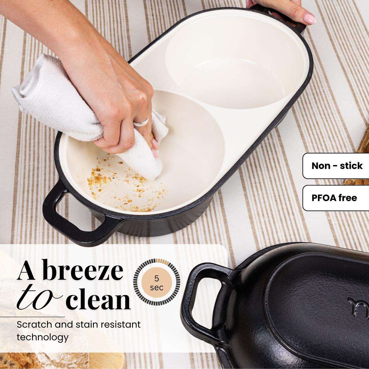Nuovva easy to clean double loaf pan with scratch & stain resistant technology