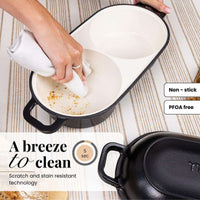 Nuovva easy to clean double loaf pan with scratch & stain resistant technology