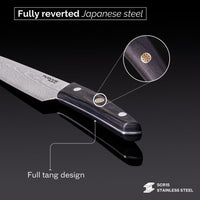 Nuovva Damascus steel filleting knife with fully reverted Japanese steel with full tang design handle