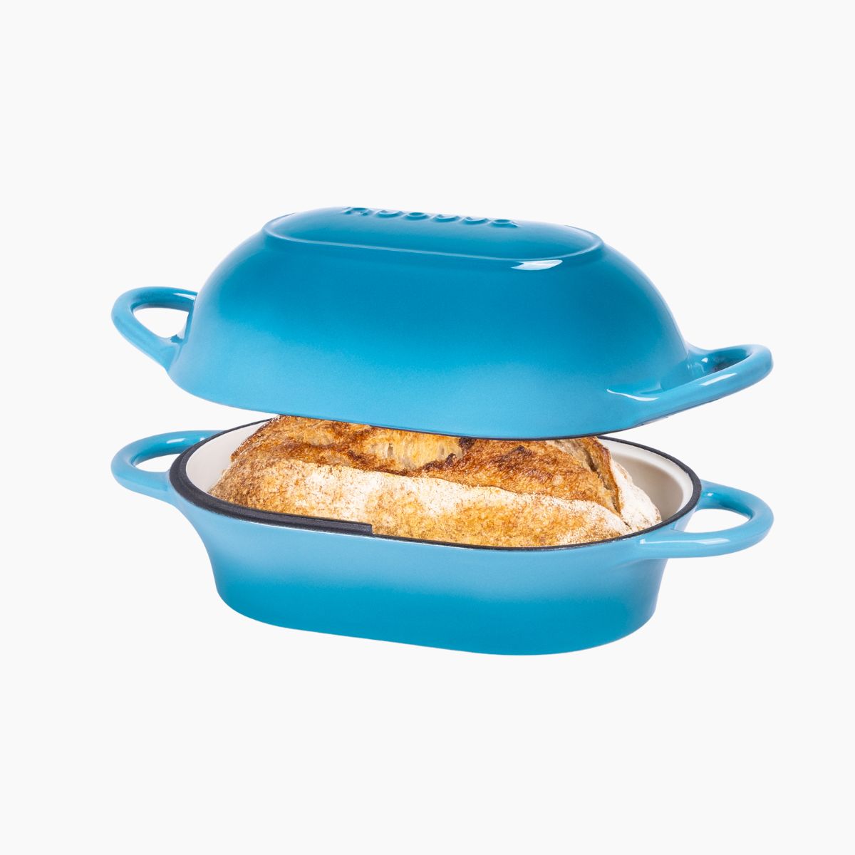 Enamelled Cast Iron Bread Loaf Pot 22x14cm, Light Blue, Dutch Oven Non-Stick