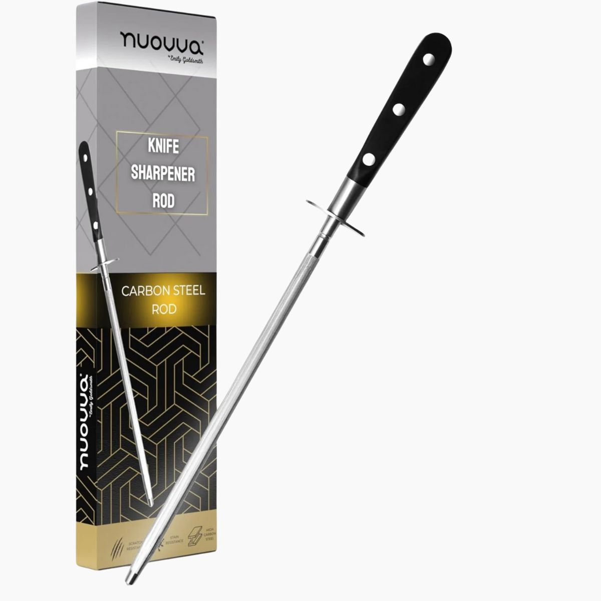 Diamond Steel Kitchen Knife Sharpener Rod - 8-Inch