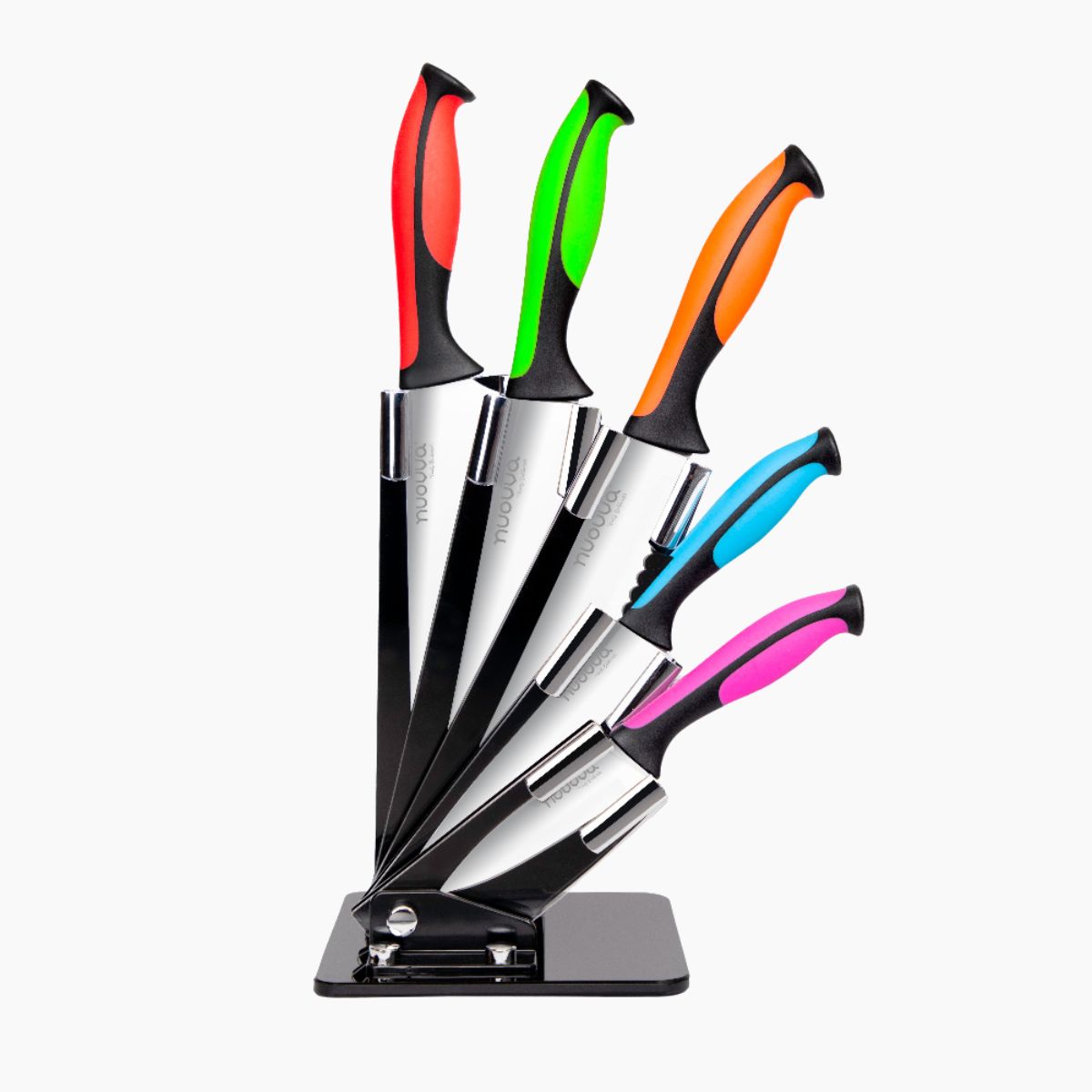 5 Pieces Sharp Kitchen Knife Set with Acrylic Block - Multicolour