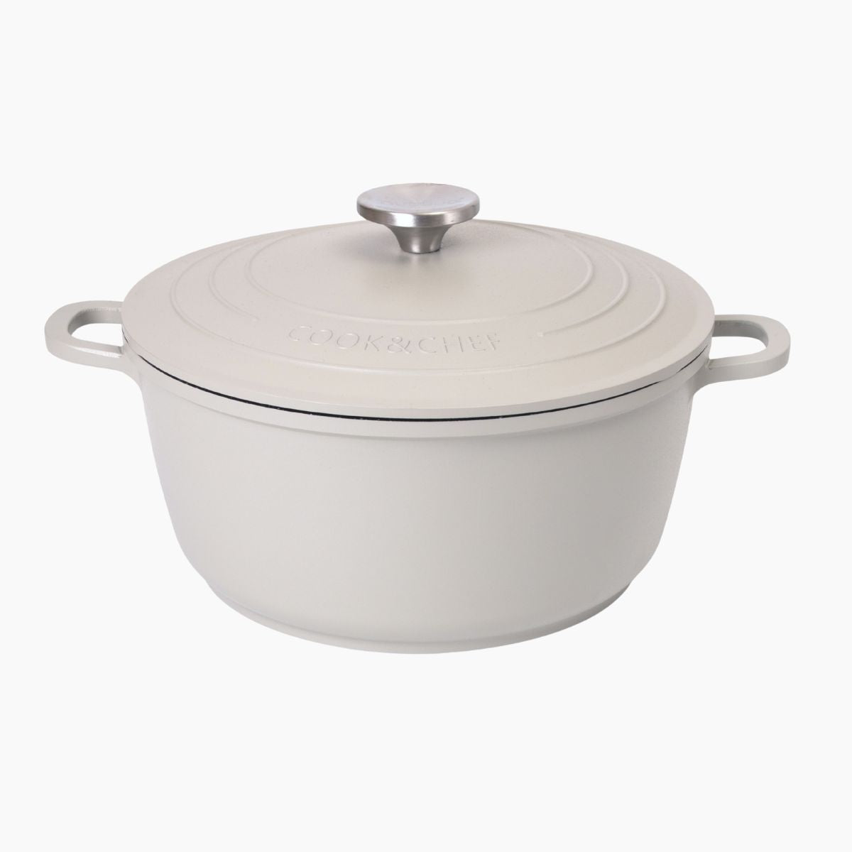 Aluminium Dutch Oven Pot with Lid & Ergonomic Handles Lightweight - (4L, 24cm) Light Grey