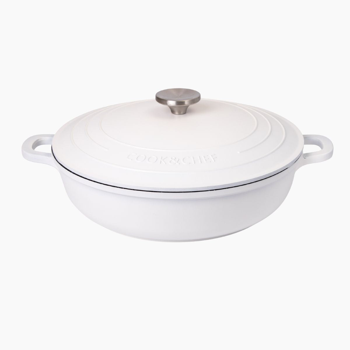 Aluminium Dutch Oven Pot with Lid & Ergonomic Handles Lightweight (3.9L, 28cm) Cream