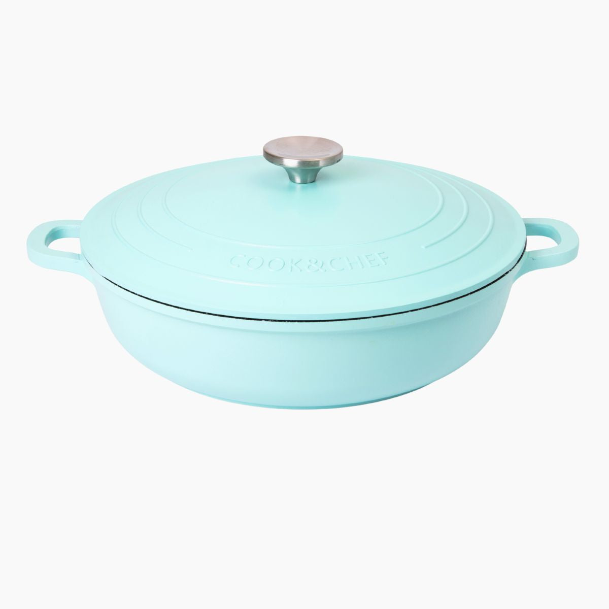 Aluminium Dutch Oven Pot with Lid & Ergonomic Handles Lightweight (3.9L, 22.5cm) Teal