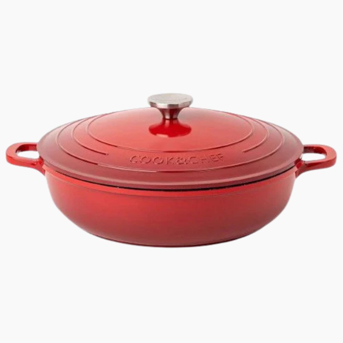 Aluminium Dutch Oven Pot with Lid & Ergonomic Handles Lightweight (3.9L, 28cm) Red