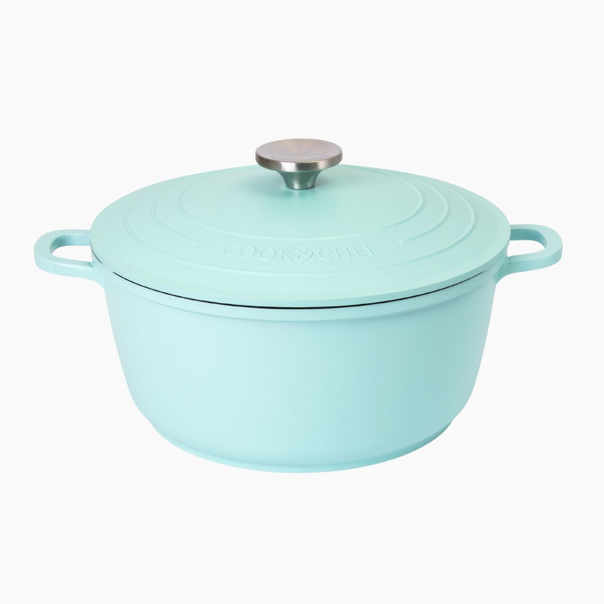 Aluminium Dutch Oven Pot with Lid & Ergonomic Handles Lightweight - (4L, 24cm) Teal