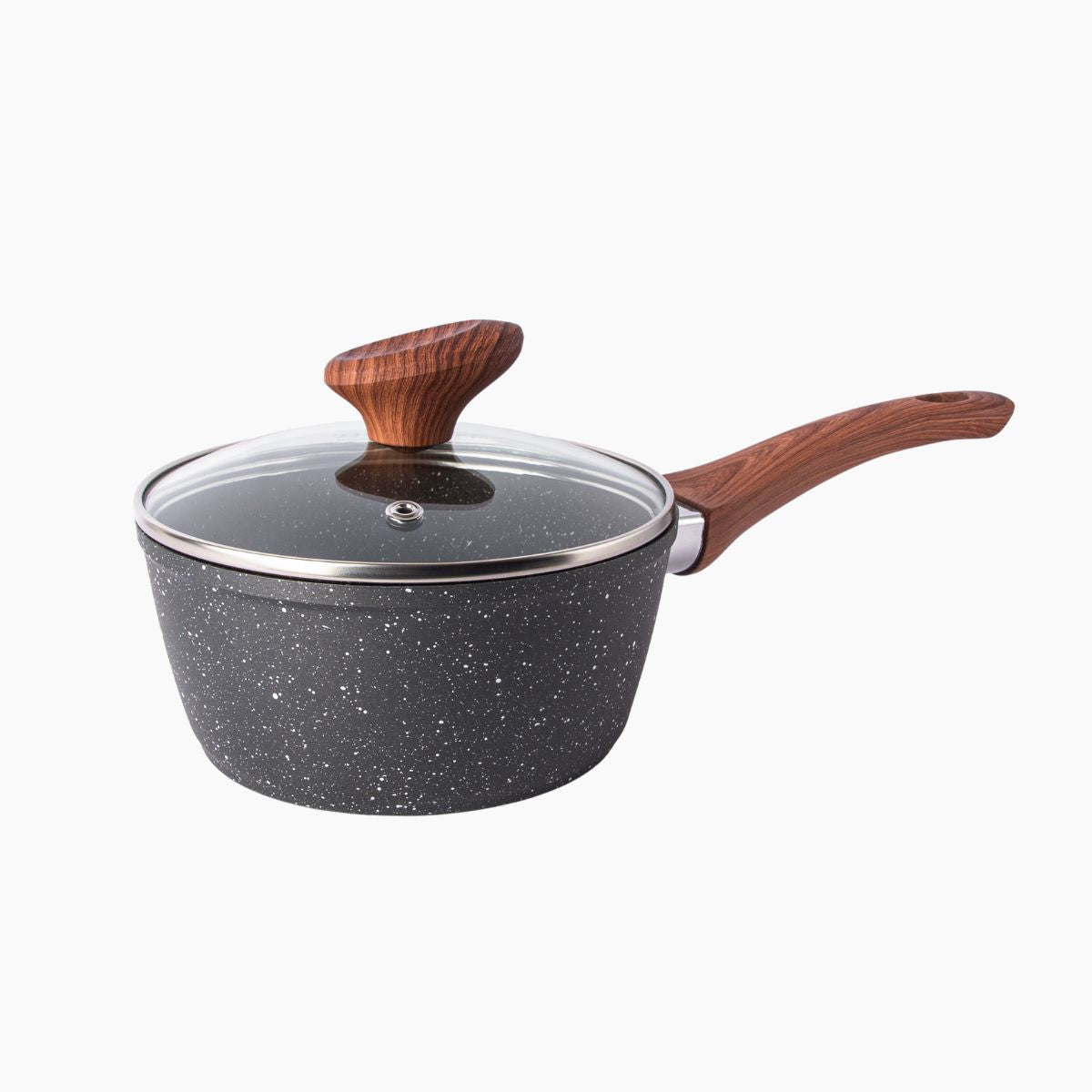 Non-Stick Saucepan with Lid Induction compatible - 16cm - Grey Granite