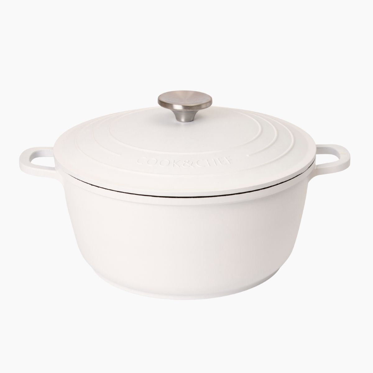 Aluminium Dutch Oven Pot with Lid & Ergonomic Handles Lightweight - (4L, 24cm) Cream
