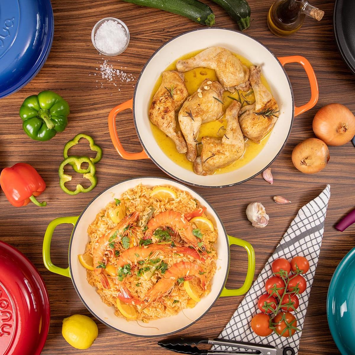 Nuovva shallow cast iron casserole pot for easy to cook stew and gift.