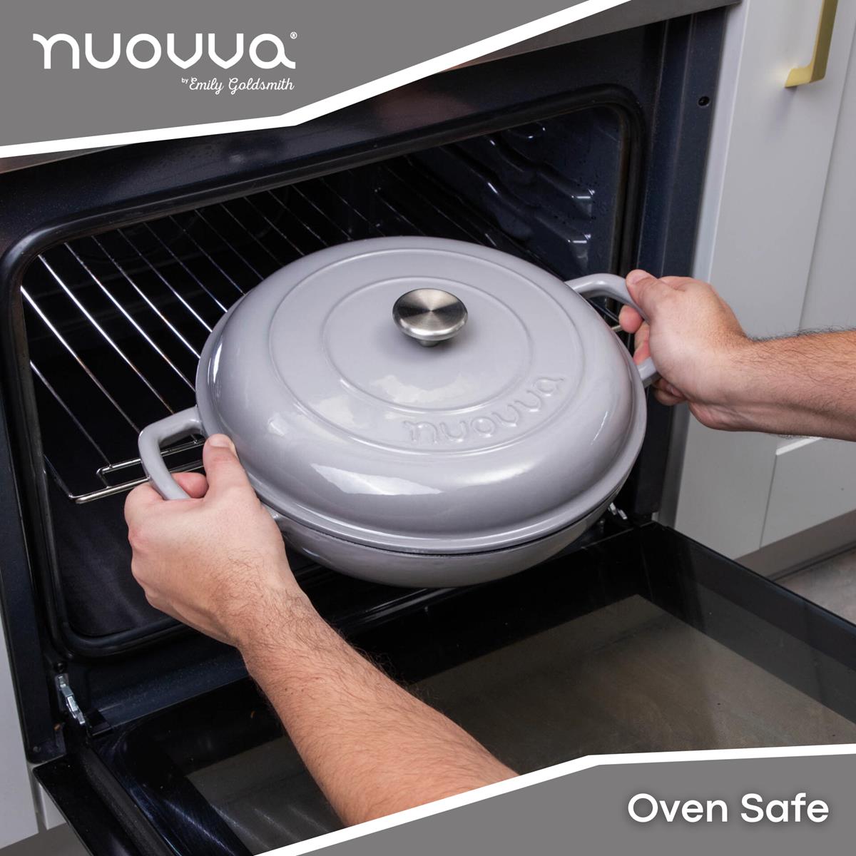 Nuovva cast iron casserole dish is exceptional oven-safe cookware for easy stove to oven cooking.