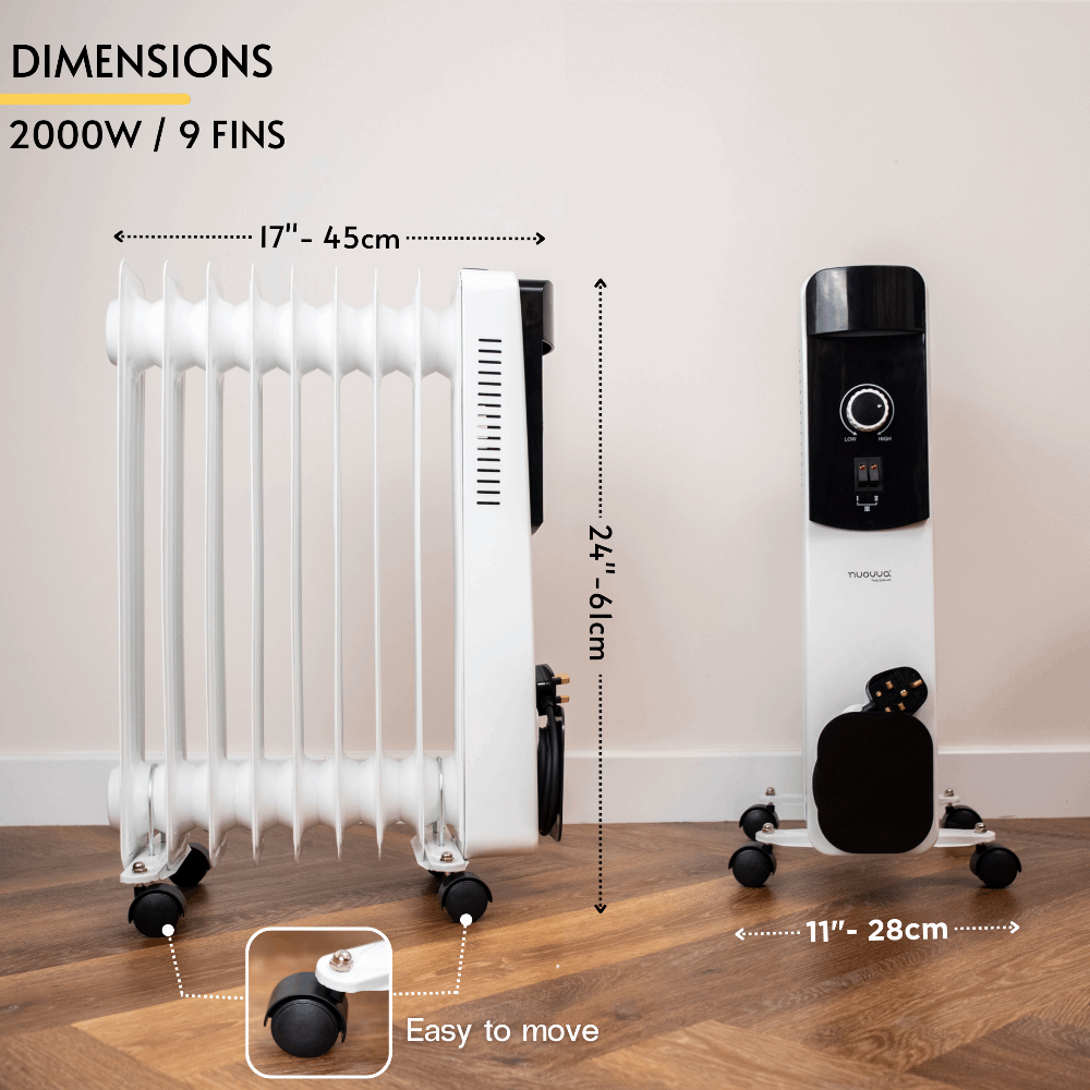 200w radiator heater with wheels for portable heating.