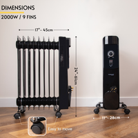 Portable radiator heater with wheels for easy to move portable heating.