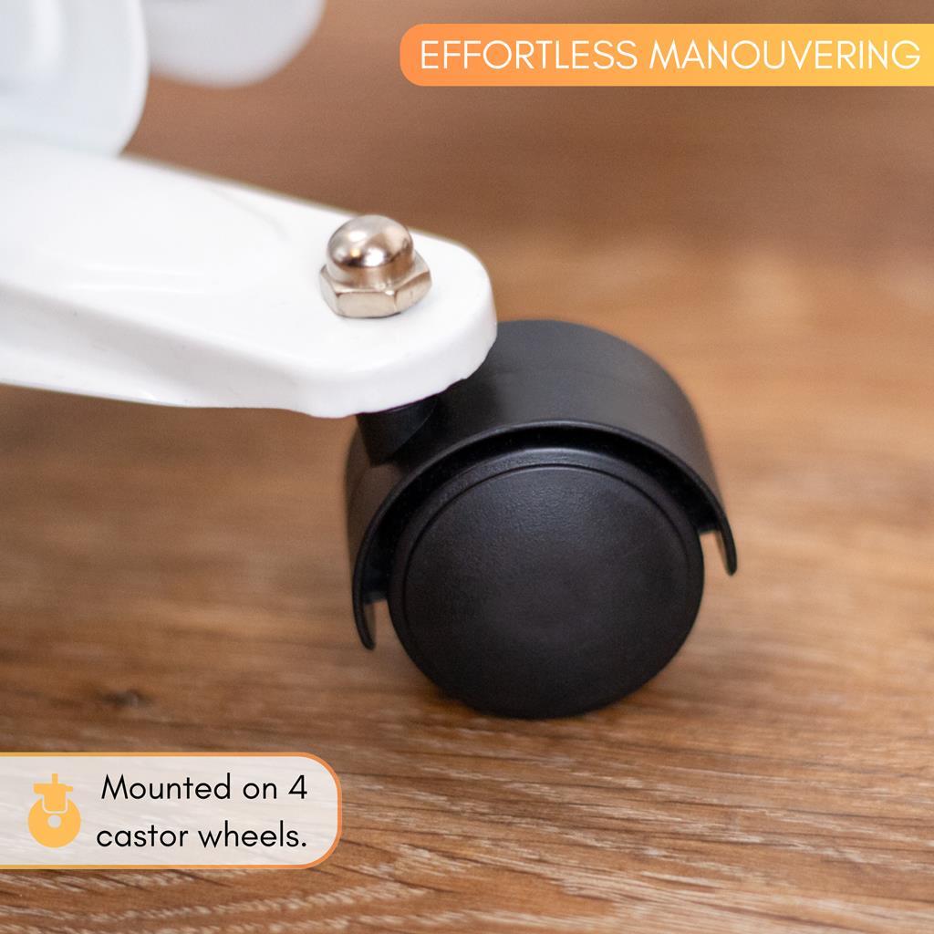 Effortless maneuvering with digital heater on wheels for portable heating.