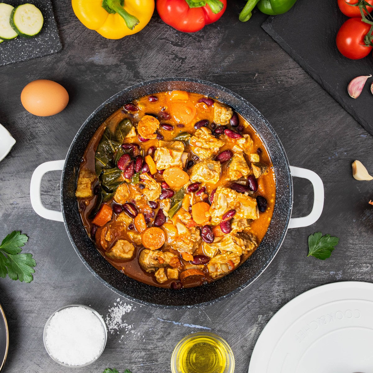 Aluminium Dutch Oven Pot with Lid & Ergonomic Handles Lightweight - (4L, 24cm) Cream