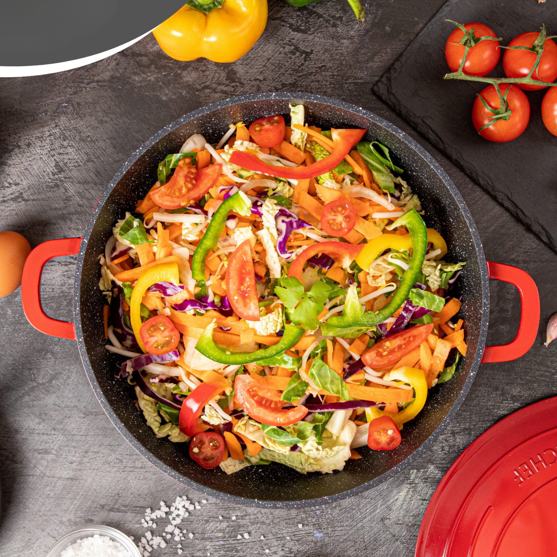 Aluminium Dutch Oven Pot with Lid & Ergonomic Handles Lightweight - (4L, 24cm) Red