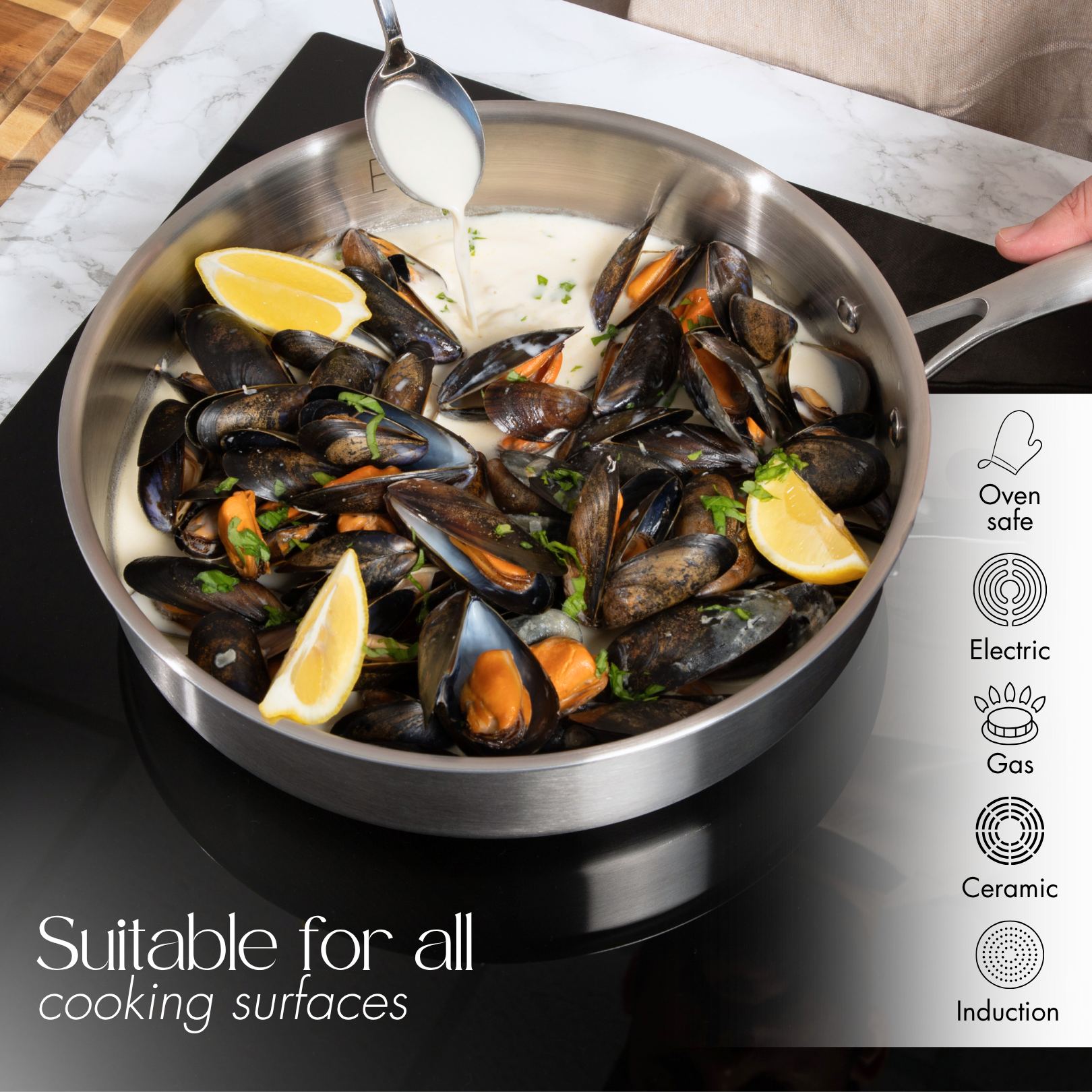 28cm Induction Hob Non Stick Saucepan – Saute Pan with Lid