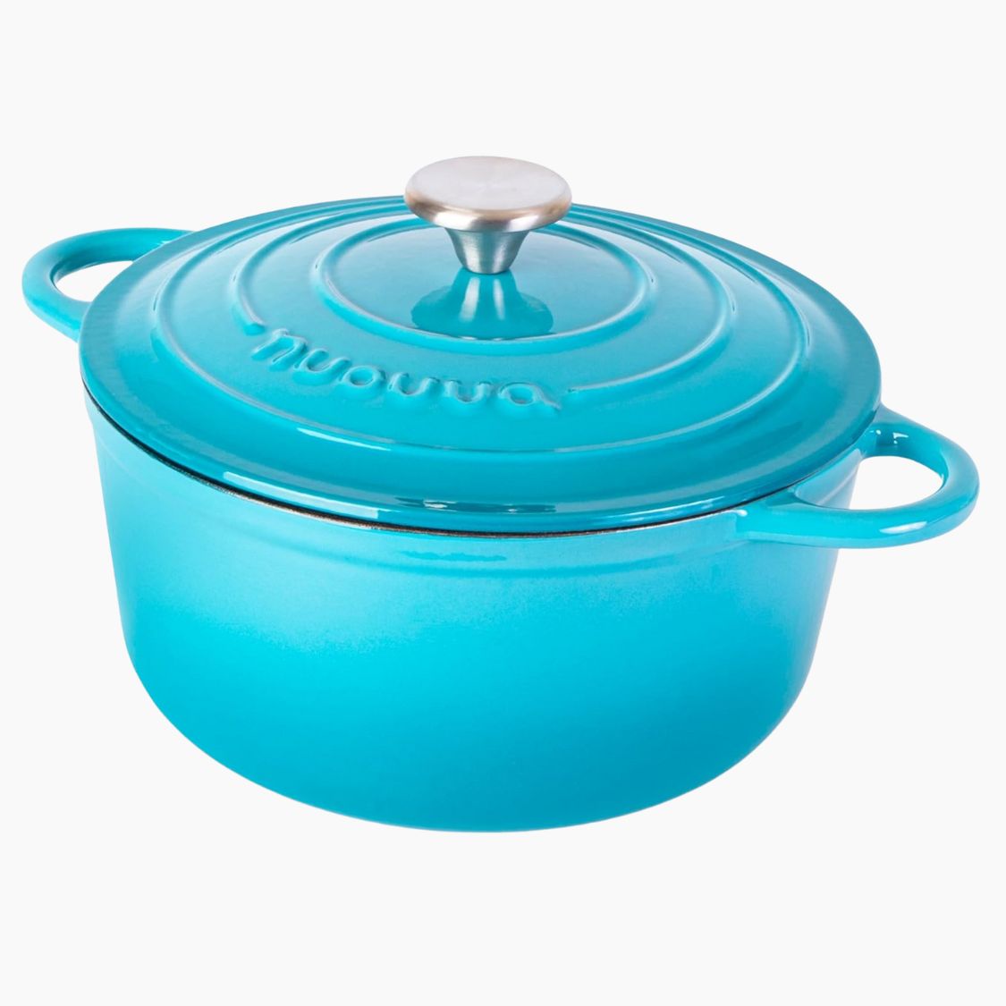 Cast Iron Dutch Oven with Lid Casserole Non-Stick & Ovenproof - 28cm (6L) Light Blue