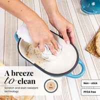 Enamelled Cast Iron Bread Loaf Pot 24x16cm, Light Blue, Dutch Oven Non-Stick