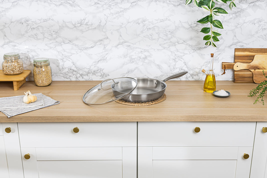 Stainless Steel Frying Pan with Glass Lid