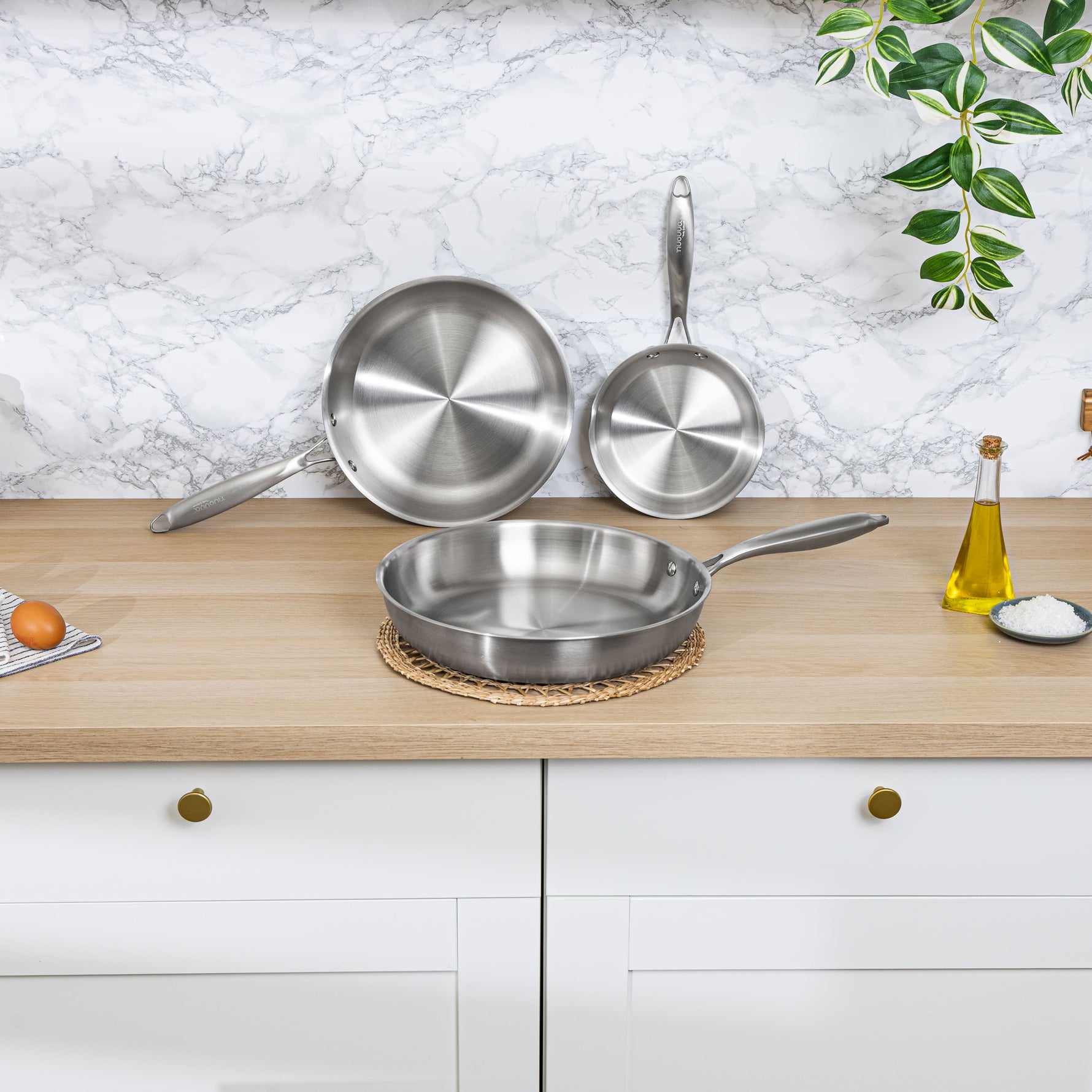 Stainless Steel Frying Pan Set (3pcs)