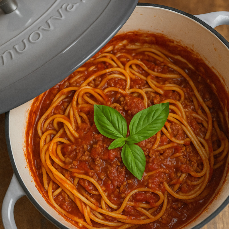 Spaghetti Bolognese in a Dutch Oven