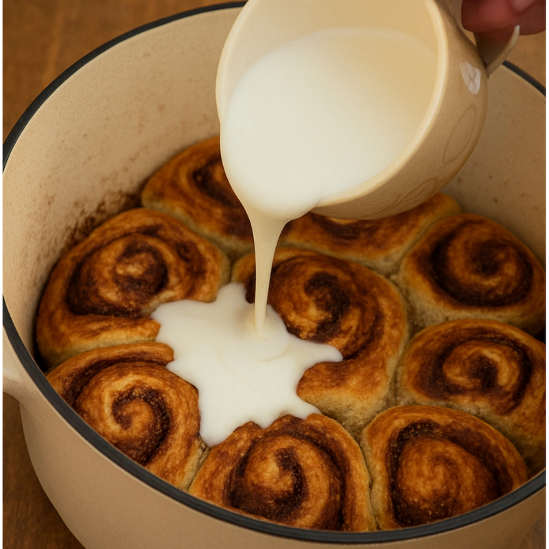 Bakery-Soft Sourdough Cinnamon Rolls - Baked in the Nuovva Dutch Oven