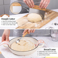Nuovva sourdough bread baking kit includes a dough cutter and bread lame