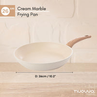 26cm cream marble frying pan with dimensions