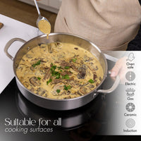 Oven safe stainless steel casserole pot suitable for all cooking surfaces