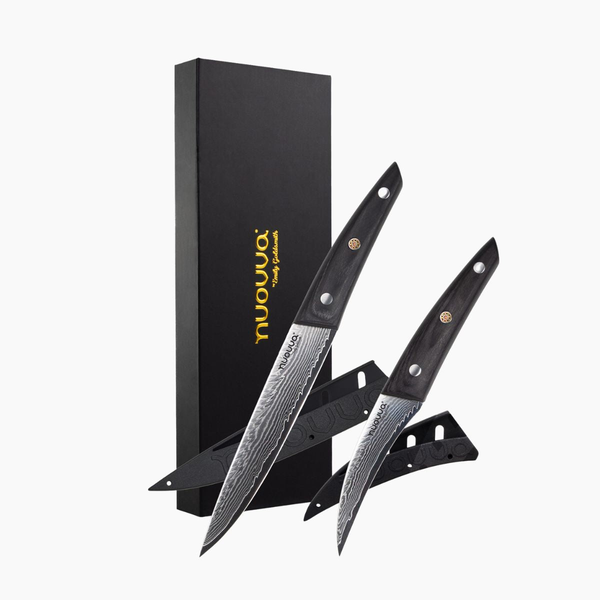 Nuovva 2pcs Japanese knife set with rosewood handles - paring and utility knife set. 