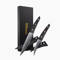 Nuovva 2pcs Japanese knife set with rosewood handles - paring and utility knife set. 