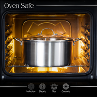 Oven-safe cooking pot with glass lid, stainless steel cookware pot for induction and more. 