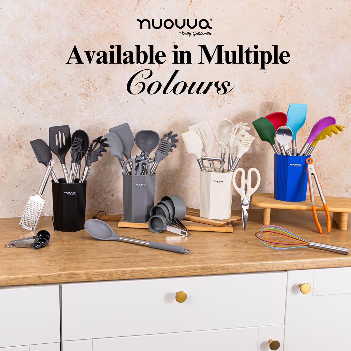 Nuovva 36pcs silicone utensil set with holder is available in multiple colours 