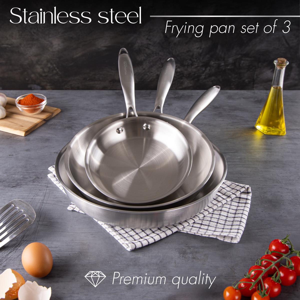 Premium quality stainless steel frying pan set of 3