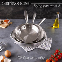 Premium quality stainless steel frying pan set of 3