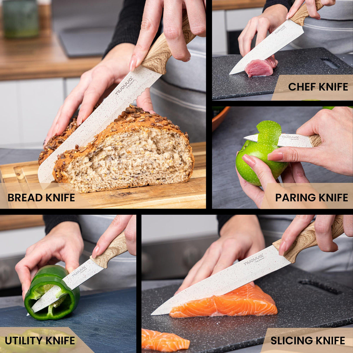 5-Piece Kitchen Knife Set – Chef, Filleting, Bread, Paring & Utility