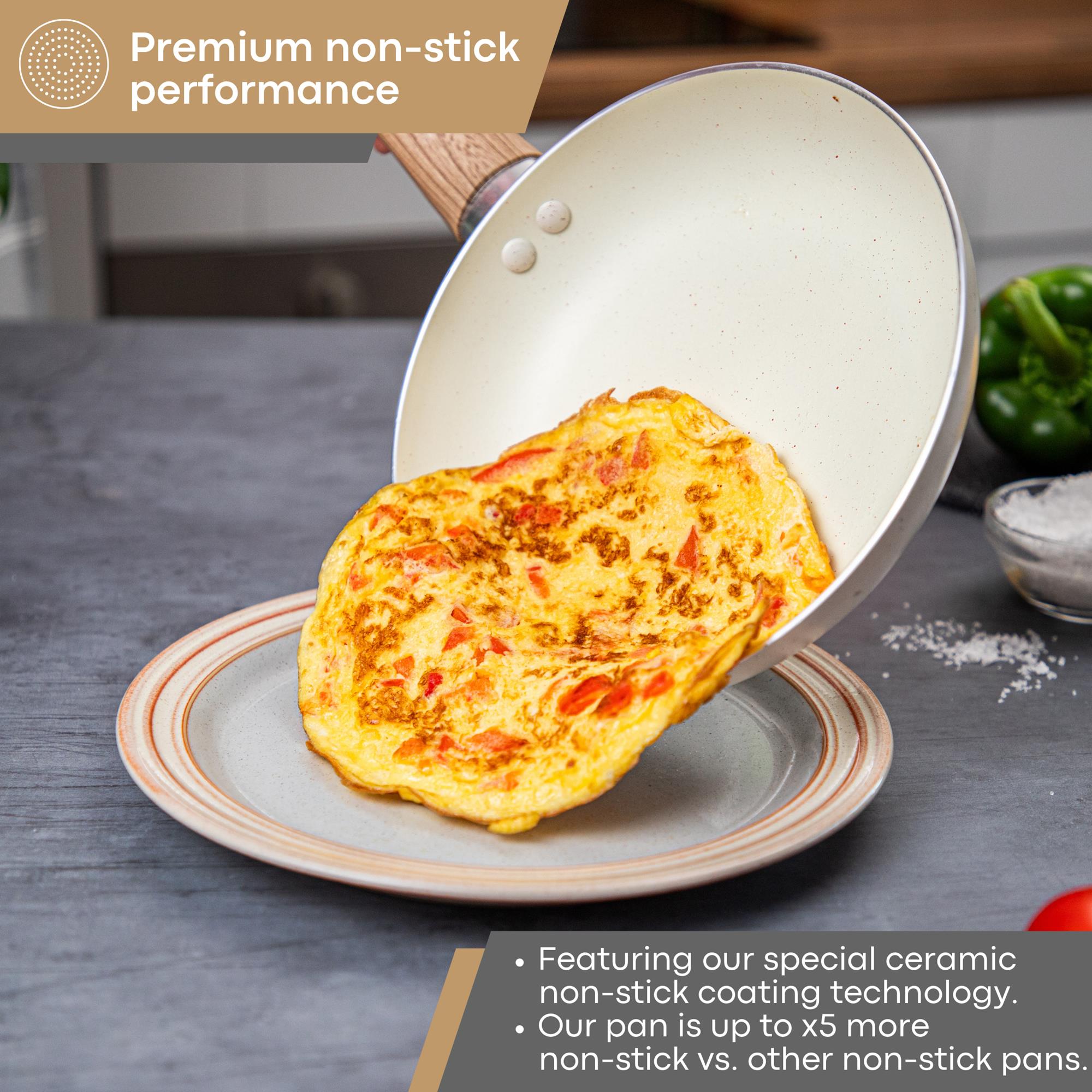 Cream ceramic cookware set with premium non-stick coating for efficient cooking 