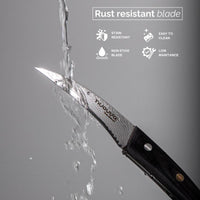 Nuovva Damascus steel paring knife with rust & stain resistant blades - easy to clean with no maintenance. 